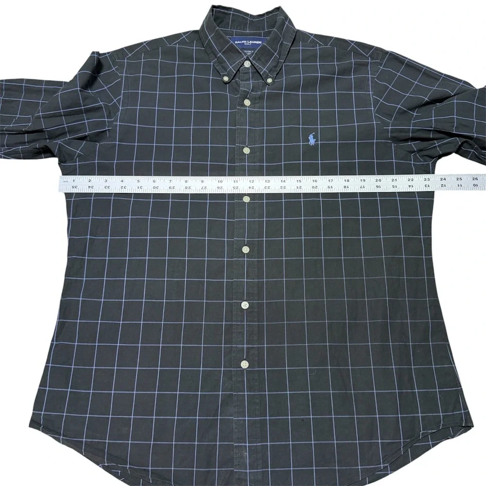 Polo Ralph Lauren Golf Long Sleeve Button Down Windowpane Plaid Cotton Men L